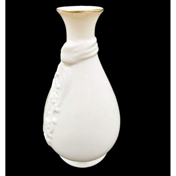 Cameo Ribbon Vase Royal Heritage Hand-Painted Floral Design Bow 6 Inch Vintage - Picture 9 of 16